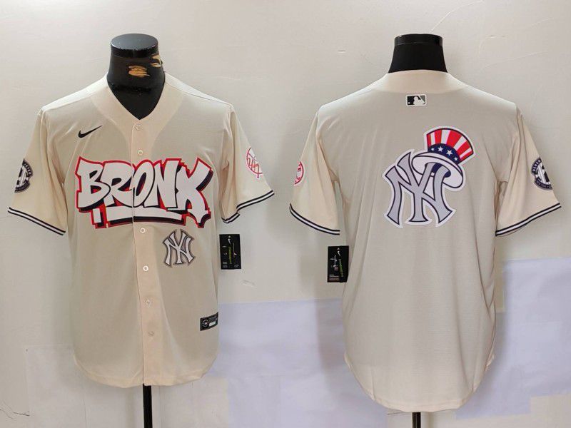 Men New York Yankees Blank Cream joint name 2024 Nike MLB Jersey style 12->new york yankees->MLB Jersey